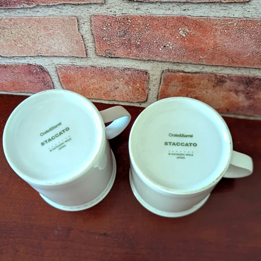 Crate&Barrel Set Of 2 Staccato Pattern Coffee Mugs Cups